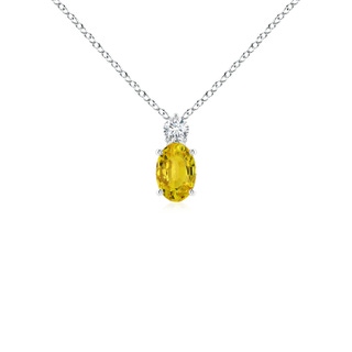 6x4mm AAAA Oval Yellow Sapphire Solitaire Pendant with Diamond in S999 Silver