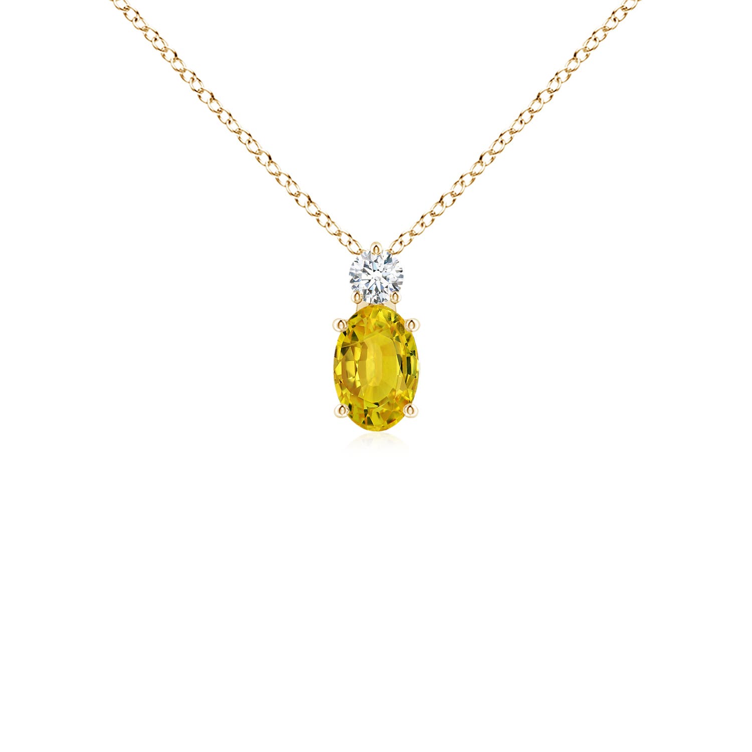 Oval Yellow Sapphire Solitaire Pendant with Diamond | Angara