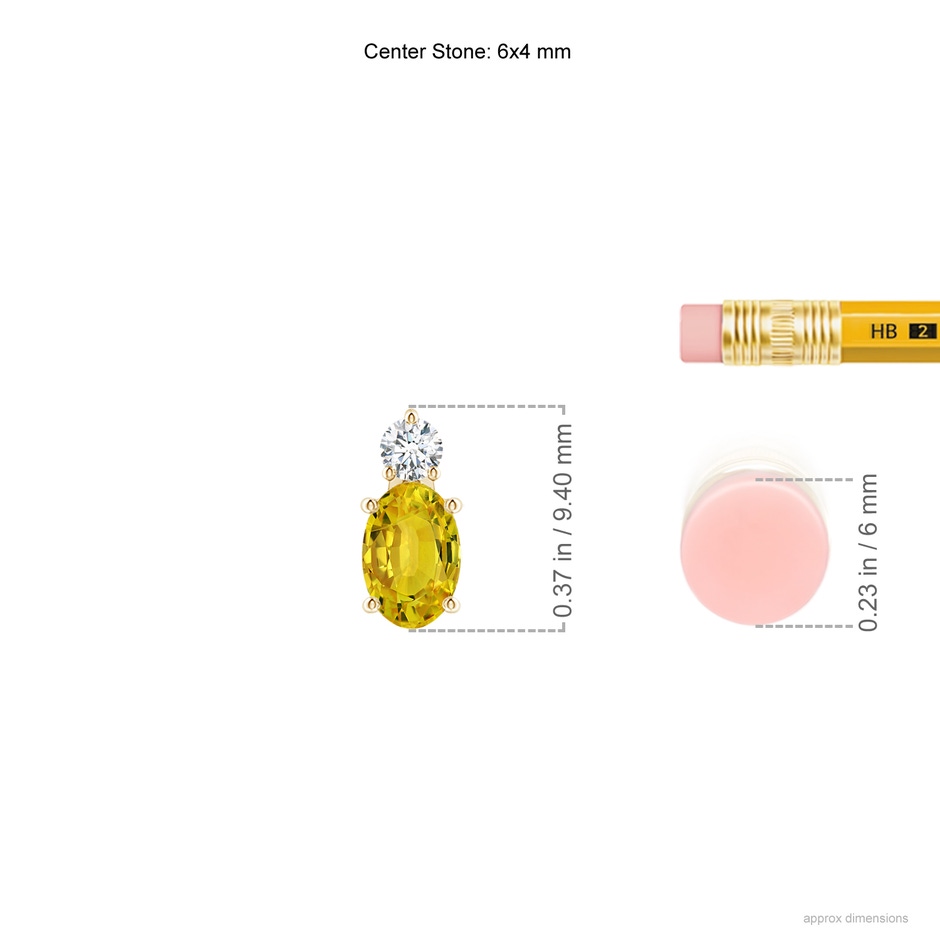 6x4mm AAAA Oval Yellow Sapphire Solitaire Pendant with Diamond in Yellow Gold ruler