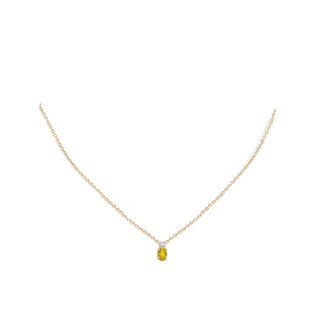 Oval Yellow Sapphire Solitaire Pendant with Diamond | Angara