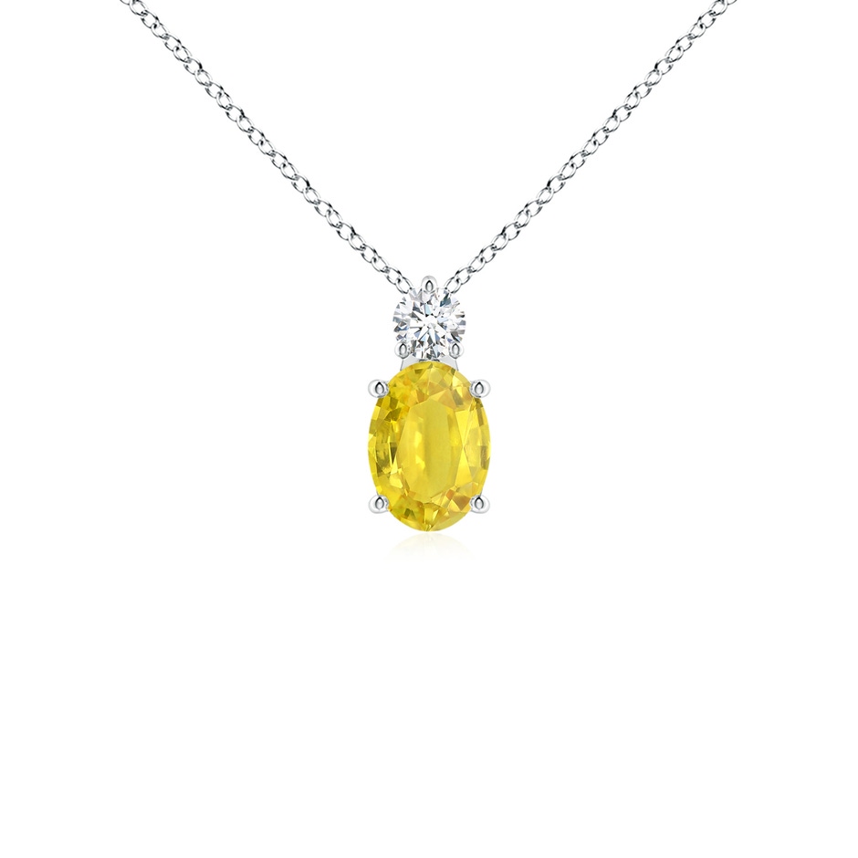 7x5mm AA Oval Yellow Sapphire Solitaire Pendant with Diamond in P950 Platinum 