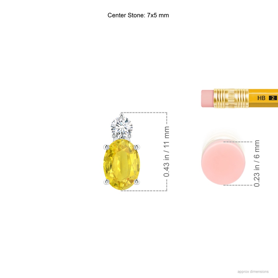 7x5mm AA Oval Yellow Sapphire Solitaire Pendant with Diamond in P950 Platinum ruler