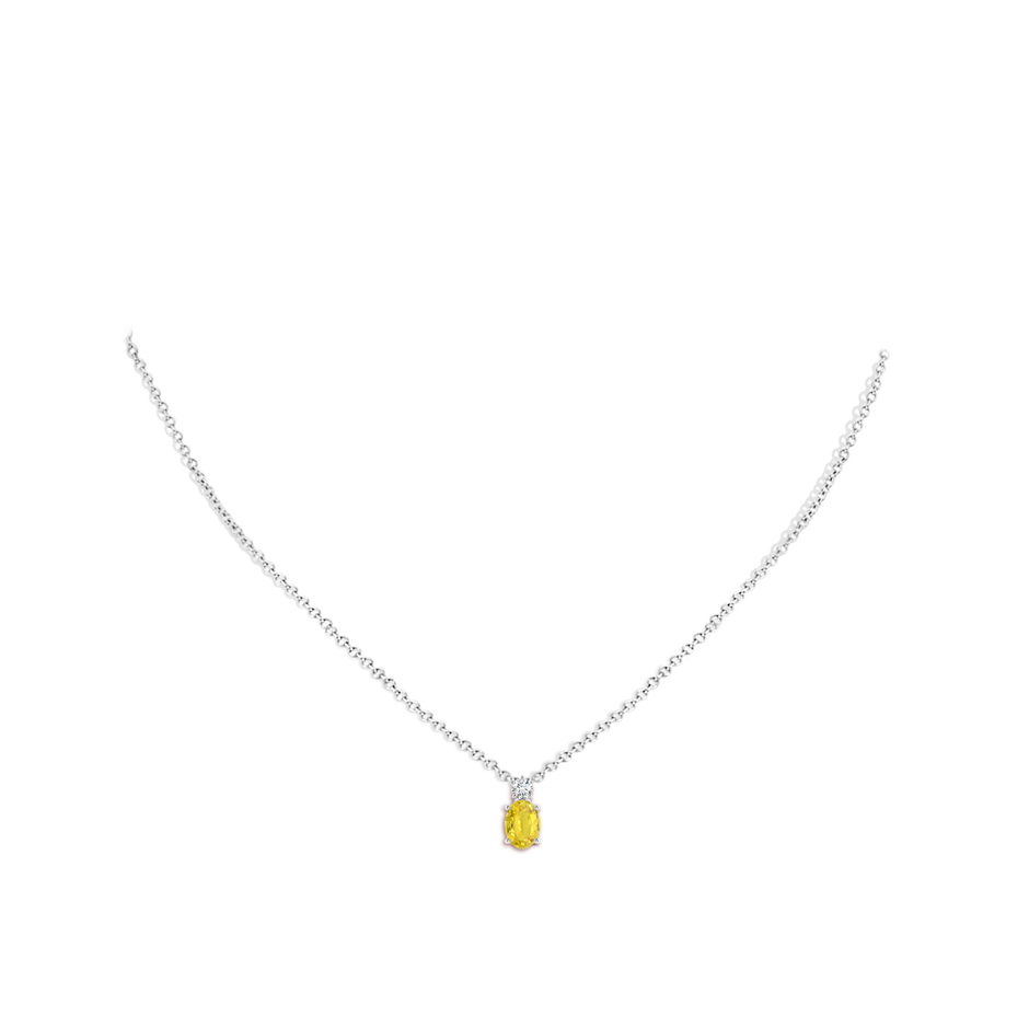 7x5mm AA Oval Yellow Sapphire Solitaire Pendant with Diamond in P950 Platinum body-neck