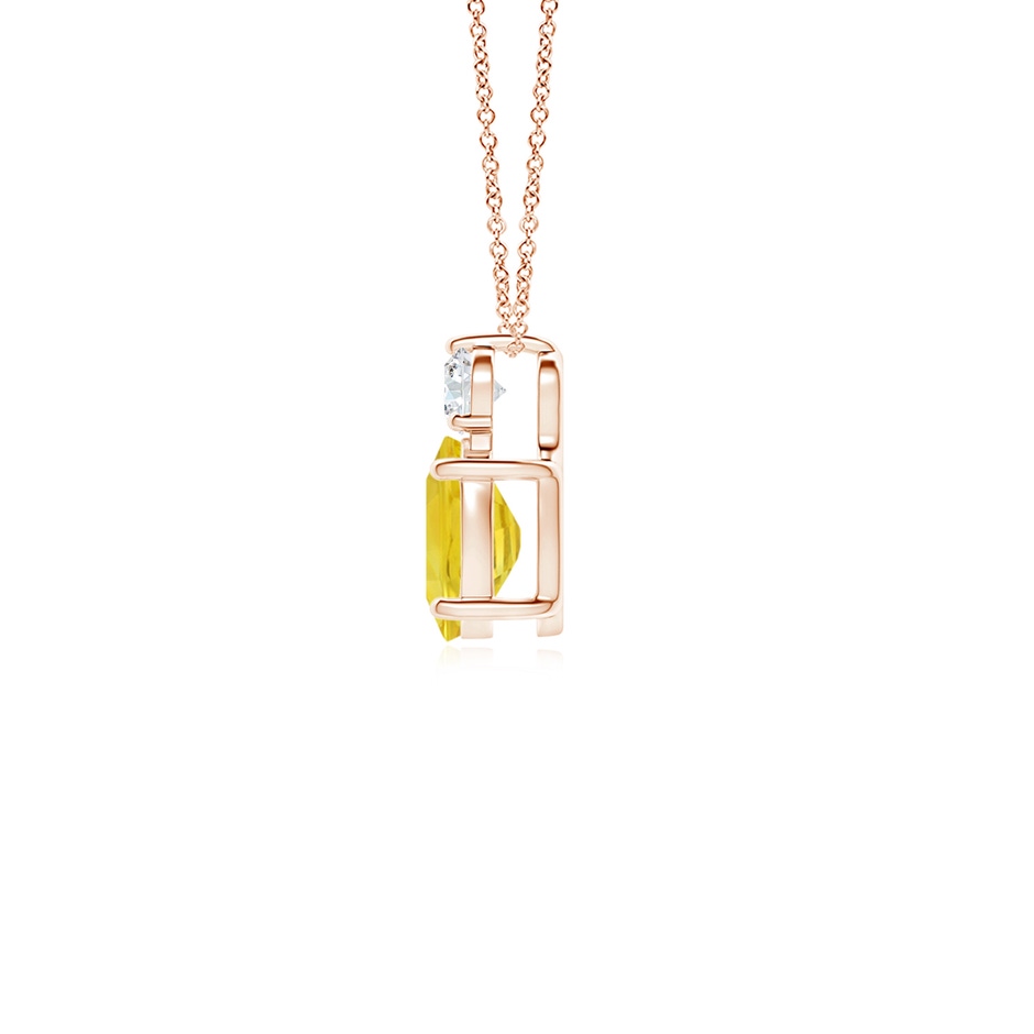 7x5mm AA Oval Yellow Sapphire Solitaire Pendant with Diamond in Rose Gold side-1