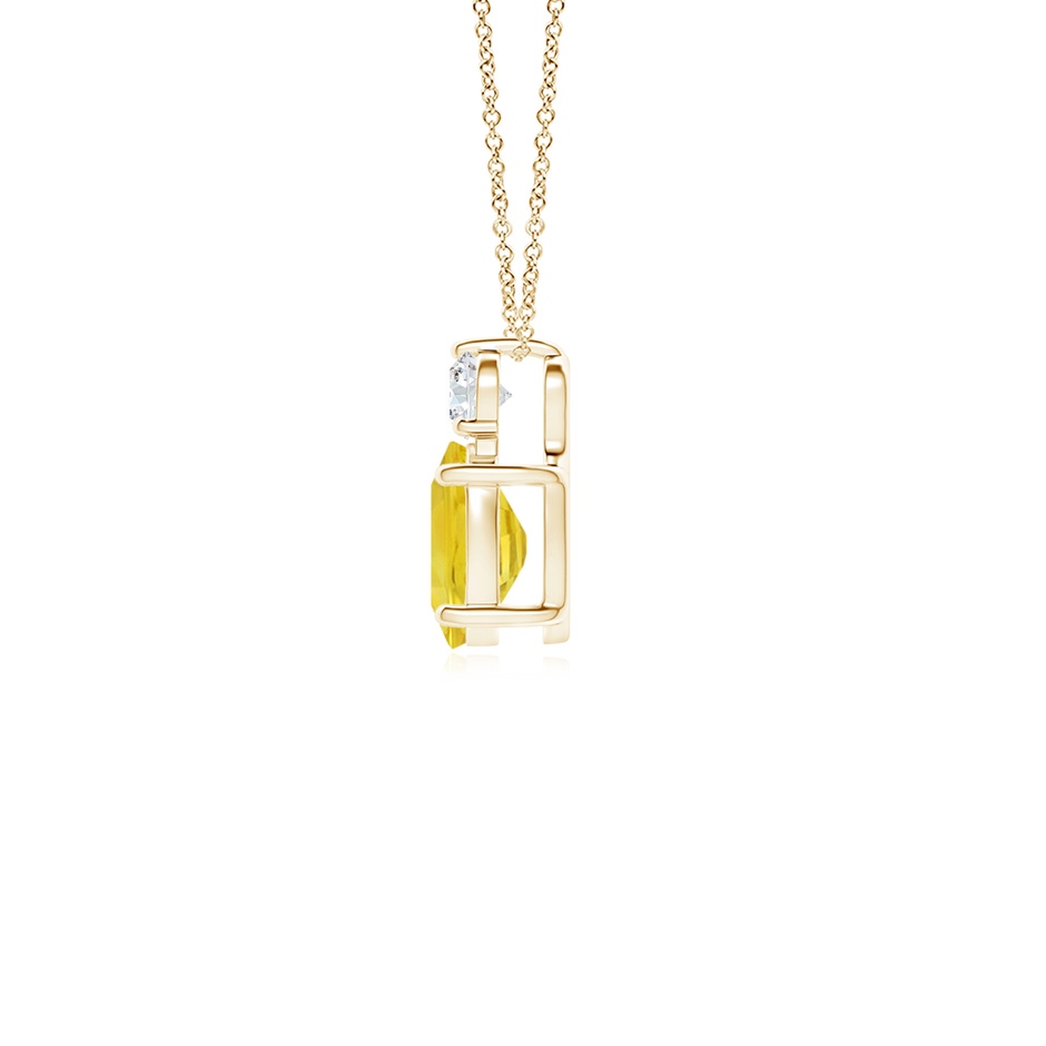 7x5mm AA Oval Yellow Sapphire Solitaire Pendant with Diamond in Yellow Gold side-1