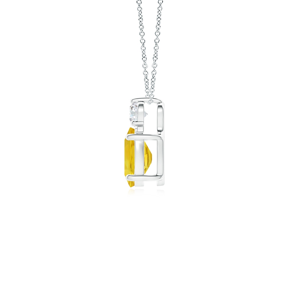7x5mm AAA Oval Yellow Sapphire Solitaire Pendant with Diamond in White Gold Side-1