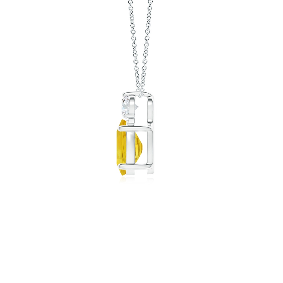 7x5mm AAA Oval Yellow Sapphire Solitaire Pendant with Diamond in White Gold side-1