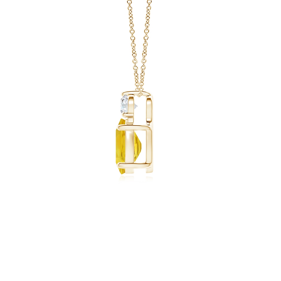 7x5mm AAA Oval Yellow Sapphire Solitaire Pendant with Diamond in Yellow Gold side-1