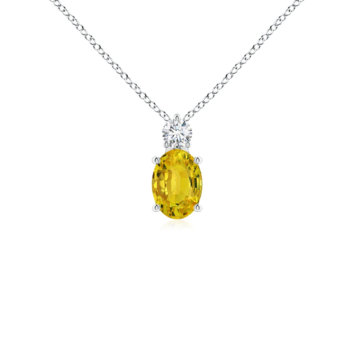 7x5mm AAAA Oval Yellow Sapphire Solitaire Pendant with Diamond in P950 Platinum