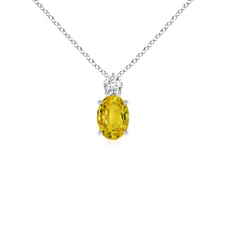7x5mm AAAA Oval Yellow Sapphire Solitaire Pendant with Diamond in P950 Platinum