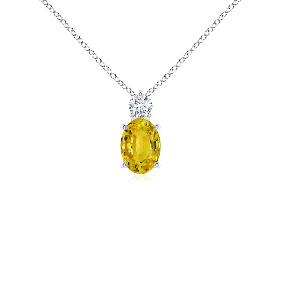 7x5mm AAAA Oval Yellow Sapphire Solitaire Pendant with Diamond in P950 Platinum 
