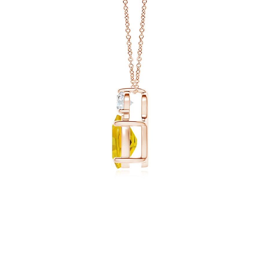 7x5mm AAAA Oval Yellow Sapphire Solitaire Pendant with Diamond in Rose Gold side-1