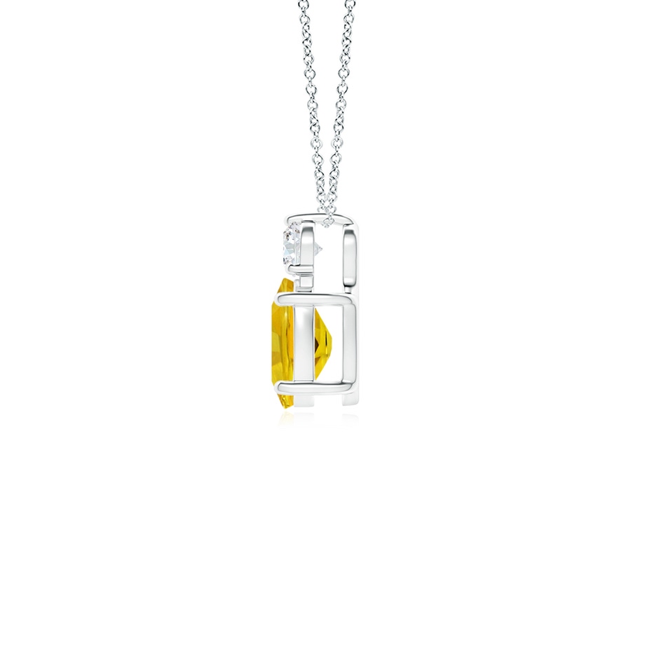 7x5mm AAAA Oval Yellow Sapphire Solitaire Pendant with Diamond in White Gold side-1