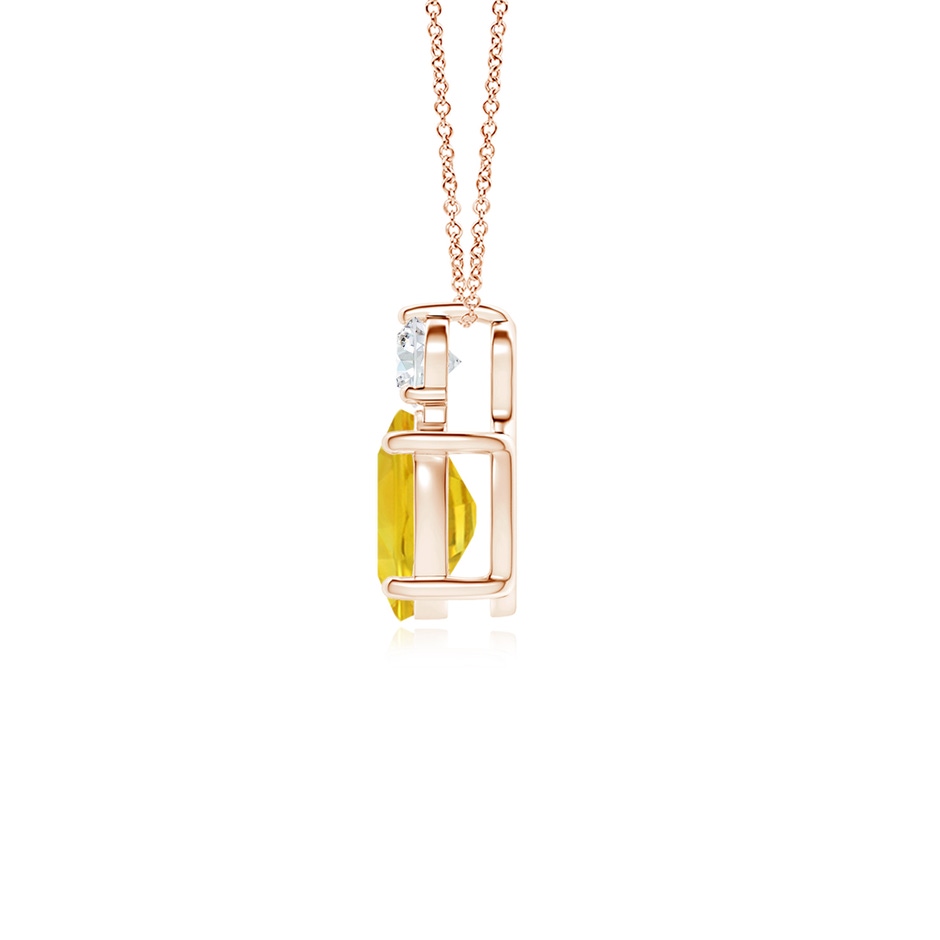 8x6mm AAA Oval Yellow Sapphire Solitaire Pendant with Diamond in Rose Gold side-1