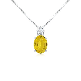 8x6mm AAA Oval Yellow Sapphire Solitaire Pendant with Diamond in White Gold