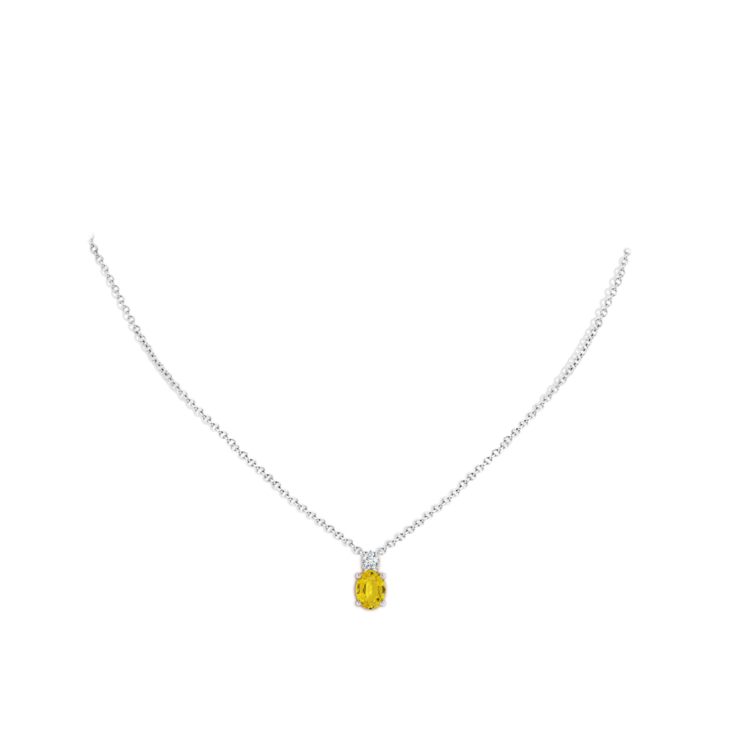 8x6mm AAA Oval Yellow Sapphire Solitaire Pendant with Diamond in White Gold Body-Neck