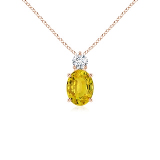 8x6mm AAAA Oval Yellow Sapphire Solitaire Pendant with Diamond in 10K Rose Gold