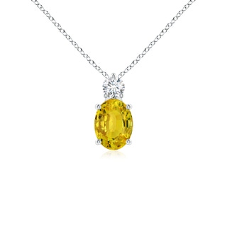 8x6mm AAAA Oval Yellow Sapphire Solitaire Pendant with Diamond in P950 Platinum
