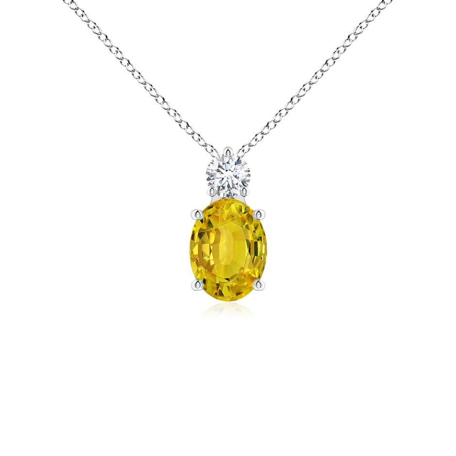 8x6mm AAAA Oval Yellow Sapphire Solitaire Pendant with Diamond in P950 Platinum 