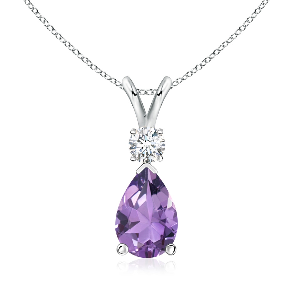 10x7mm A Amethyst Teardrop Pendant with Diamond in P950 Platinum 