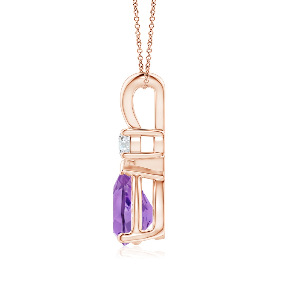 10x7mm A Amethyst Teardrop Pendant with Diamond in Rose Gold side 199