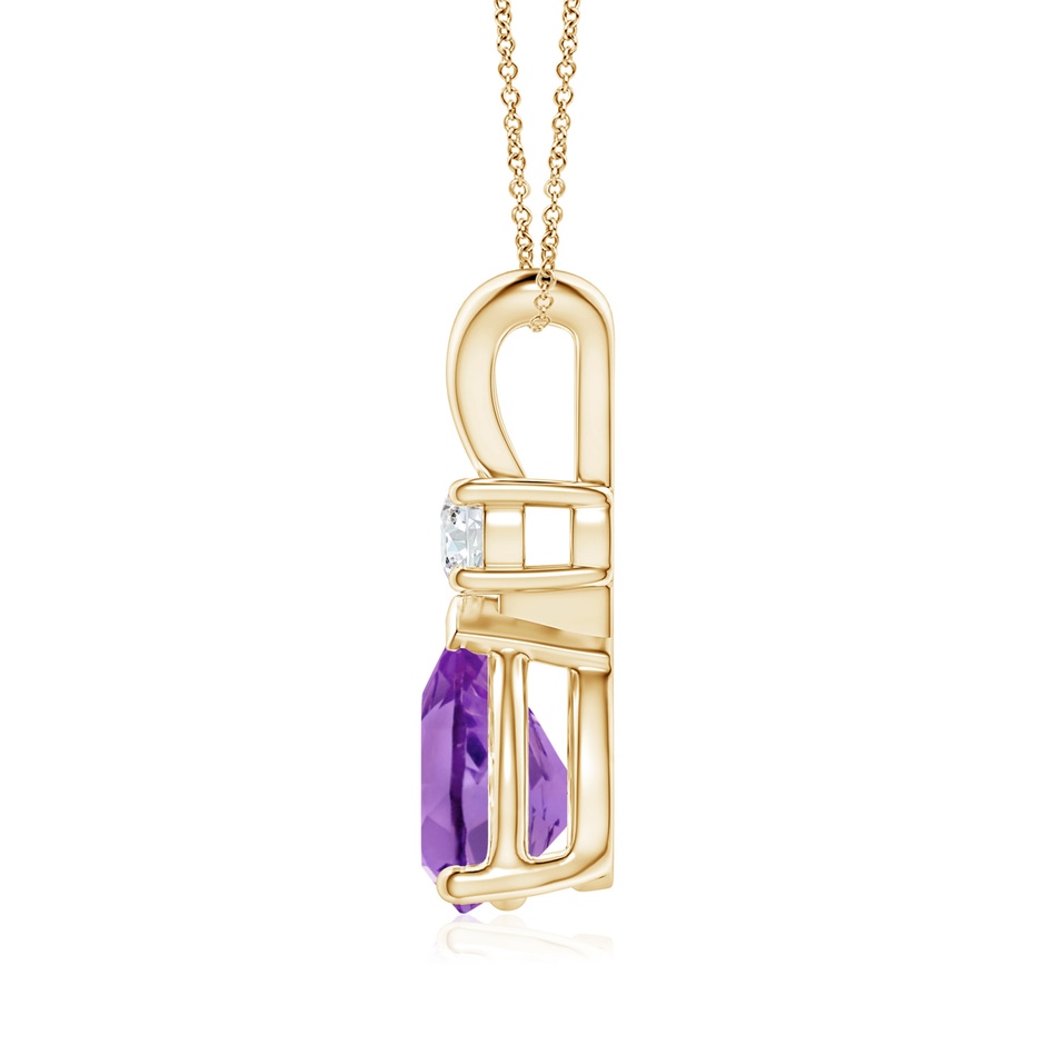 10x7mm AA Amethyst Teardrop Pendant with Diamond in 18K Yellow Gold side 199