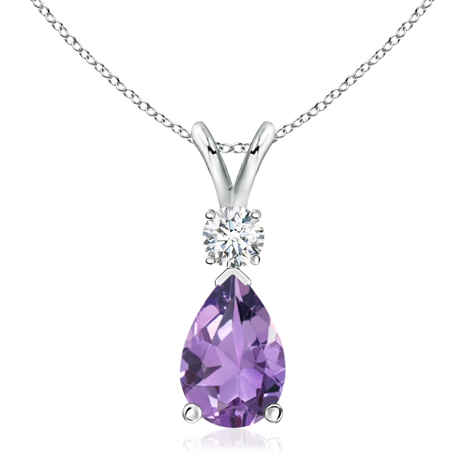 12x8mm A Amethyst Teardrop Pendant with Diamond in S999 Silver 