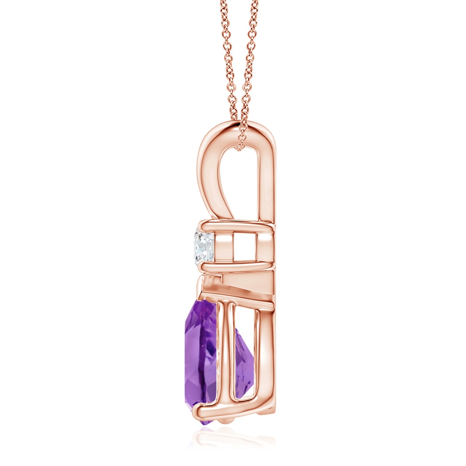 12x8mm AA Amethyst Teardrop Pendant with Diamond in 18K Rose Gold side 199