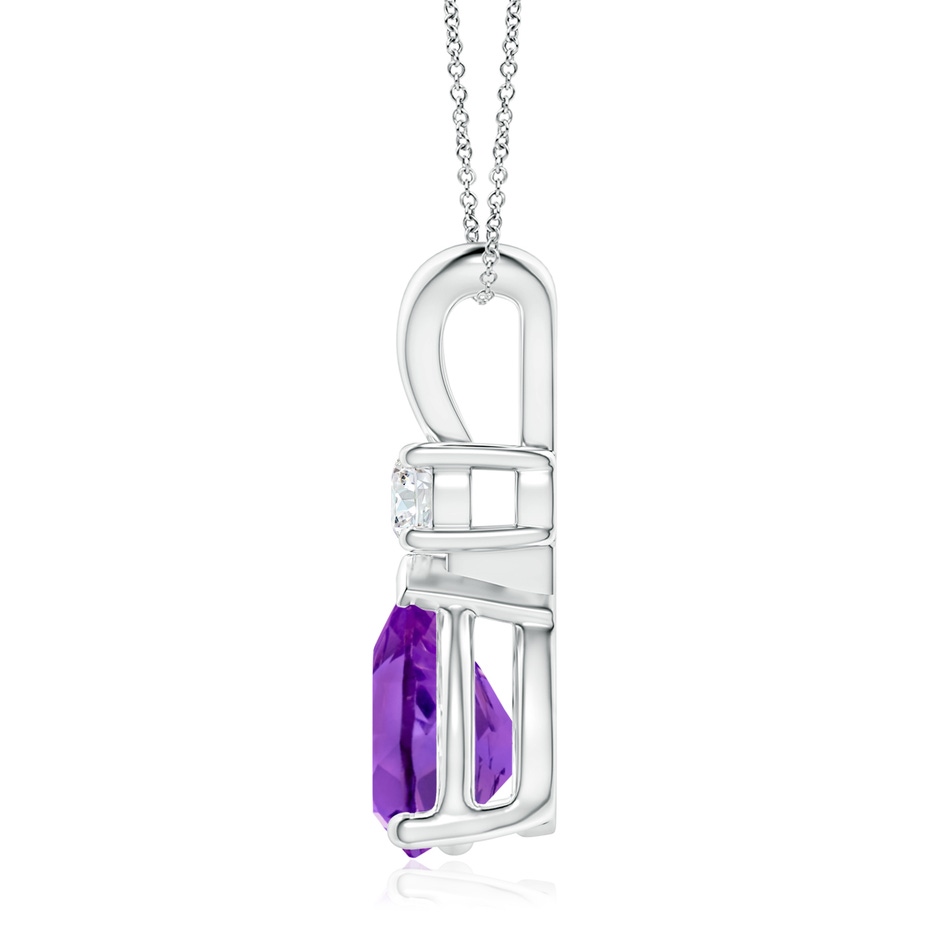 12x8mm AAA Amethyst Teardrop Pendant with Diamond in White Gold side 199