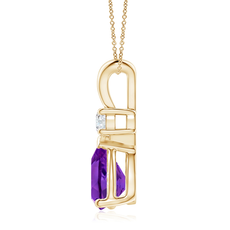 12x8mm AAAA Amethyst Teardrop Pendant with Diamond in 18K Yellow Gold side 199