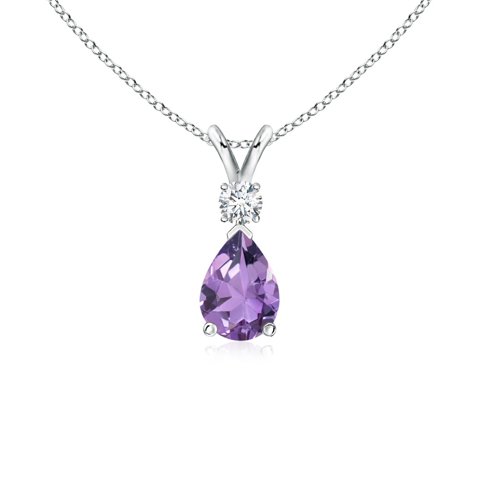 7x5mm A Amethyst Teardrop Pendant with Diamond in S999 Silver 