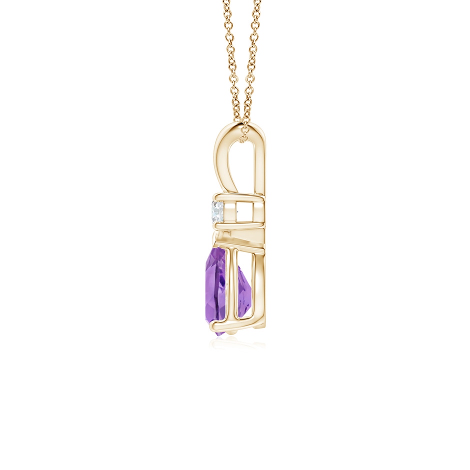 7x5mm A Amethyst Teardrop Pendant with Diamond in Yellow Gold side 199