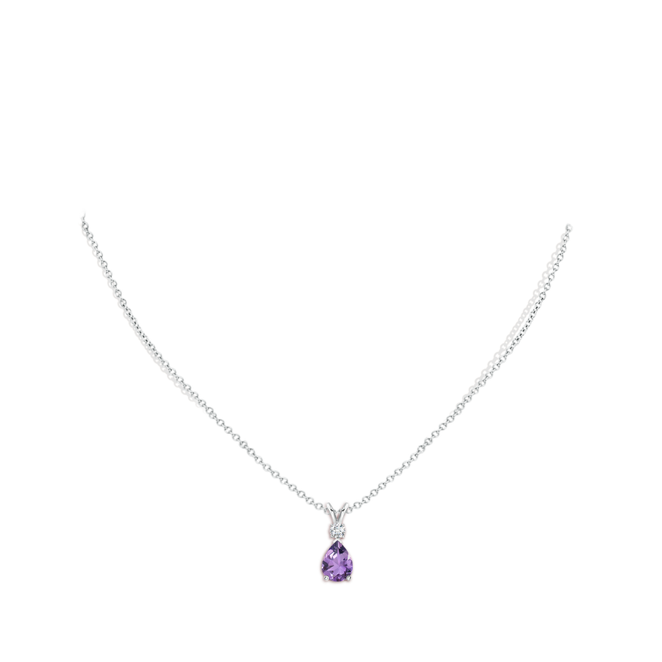 8x6mm A Amethyst Teardrop Pendant with Diamond in S999 Silver pen