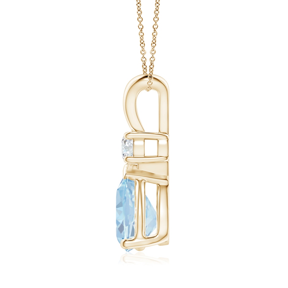 10x7mm A Aquamarine Teardrop Pendant with Diamond in 18K Yellow Gold side 199