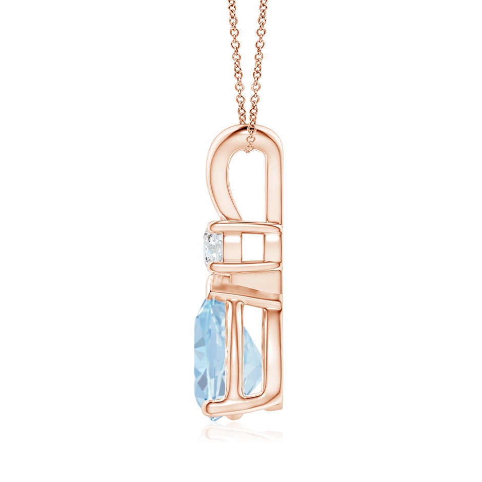 10x7mm A Aquamarine Teardrop Pendant with Diamond in Rose Gold side 199