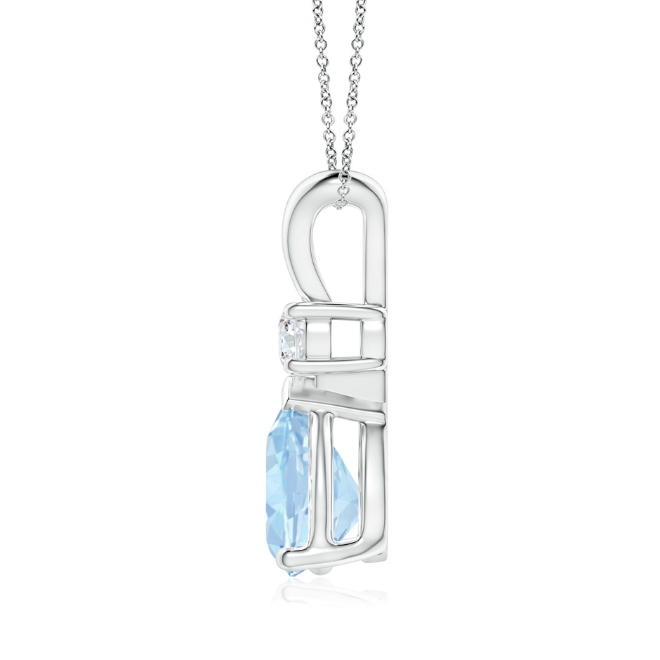 10x7mm AA Aquamarine Teardrop Pendant with Diamond in P950 Platinum side 199