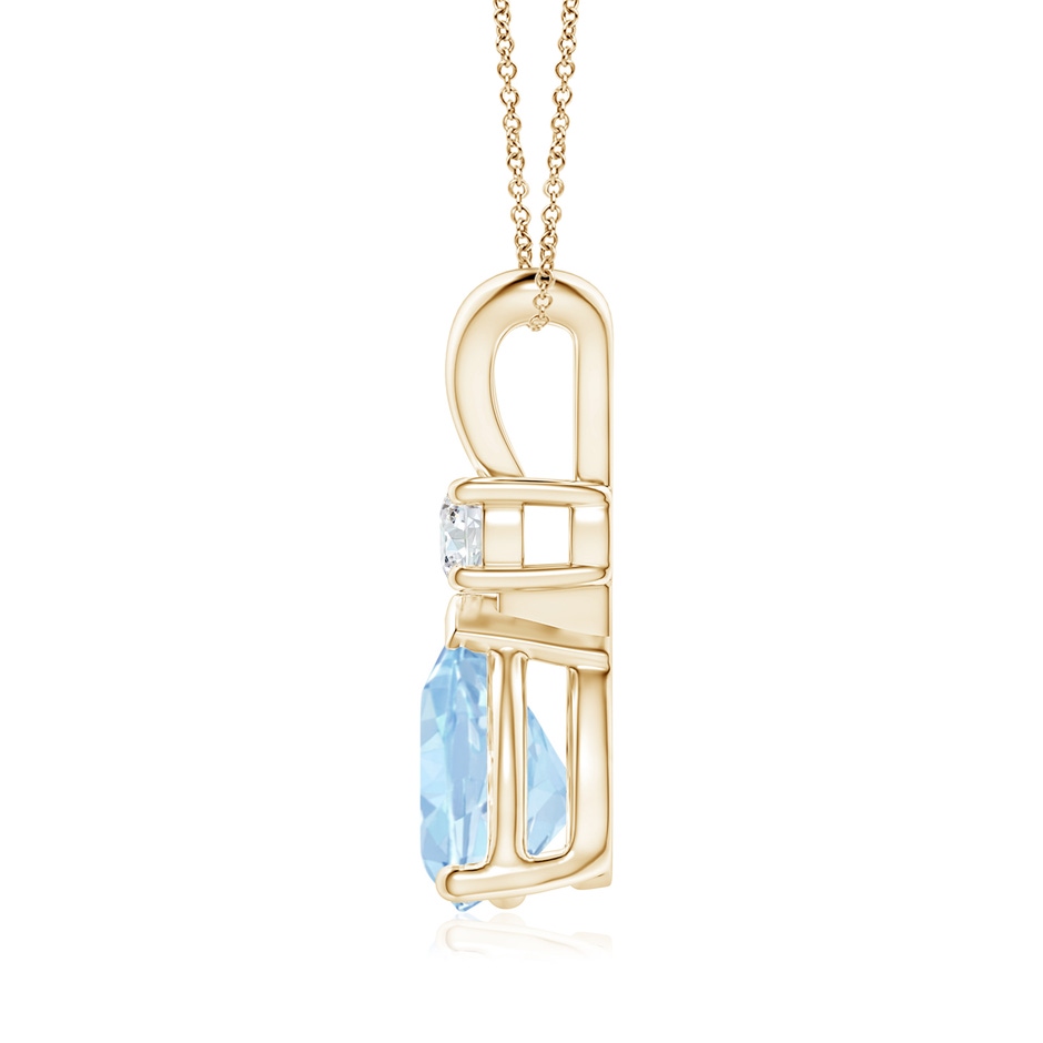 10x7mm AA Aquamarine Teardrop Pendant with Diamond in Yellow Gold side 199