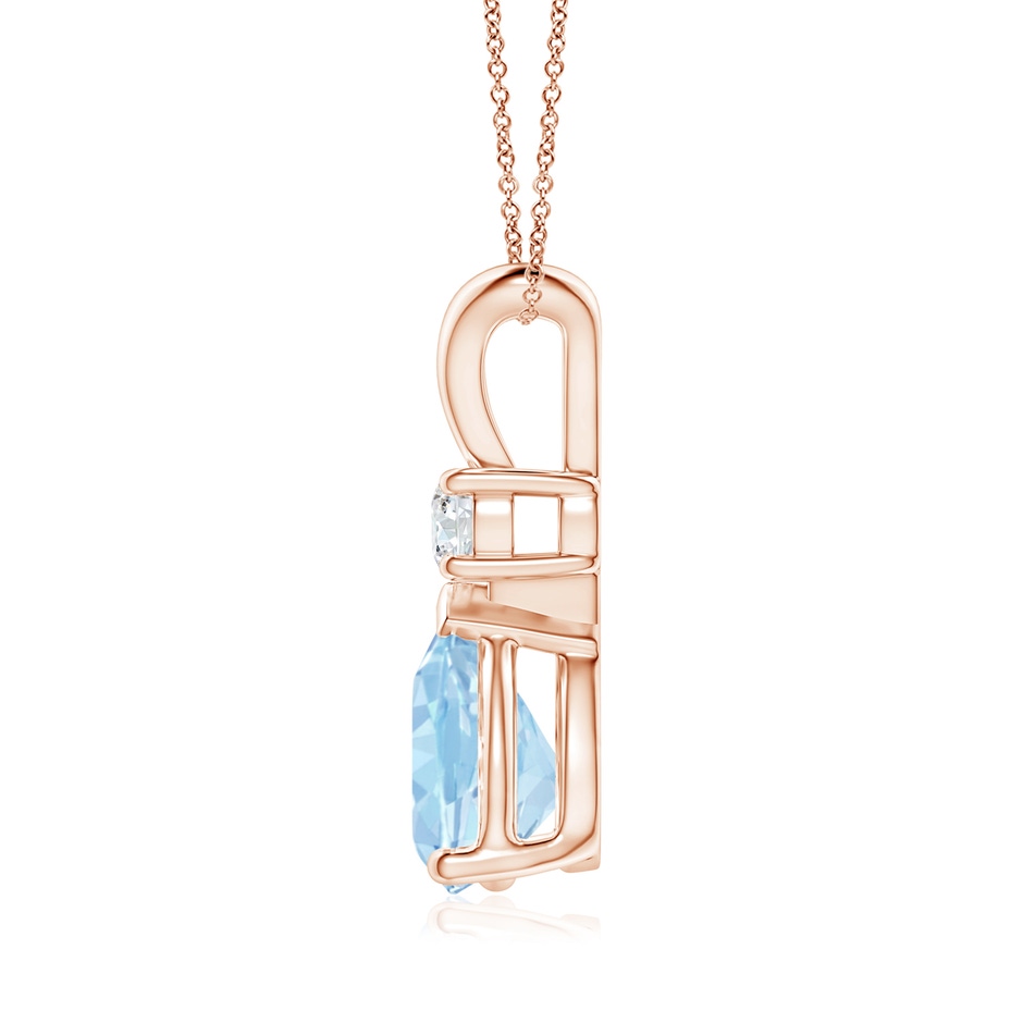 10x7mm AAA Aquamarine Teardrop Pendant with Diamond in Rose Gold side 199