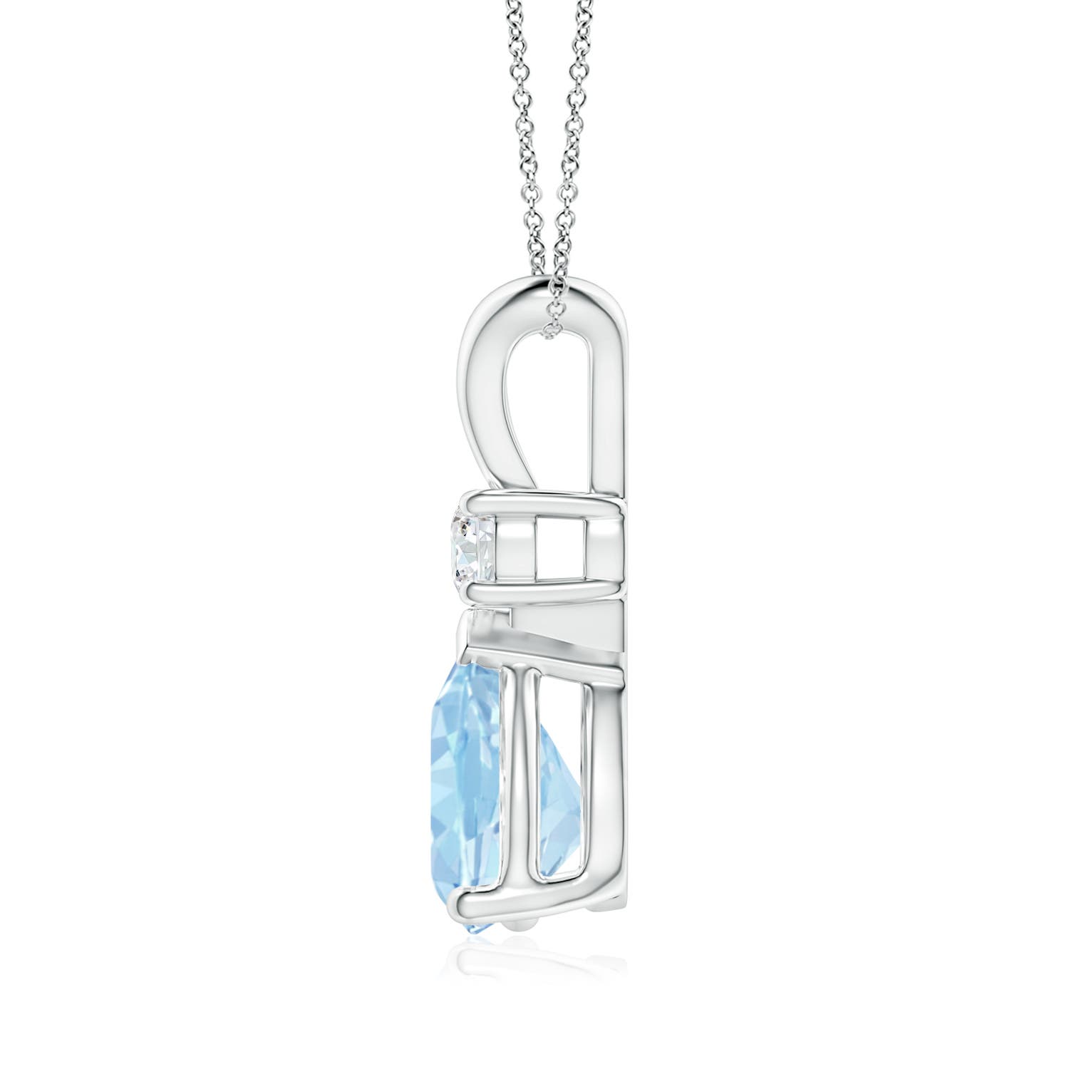 10x7mm AAA Aquamarine Teardrop Pendant with Diamond in White Gold