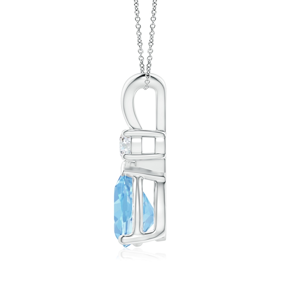10x7mm AAAA Aquamarine Teardrop Pendant with Diamond in S999 Silver side 199