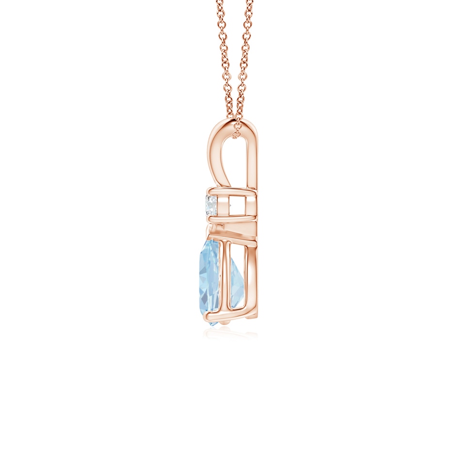 7x5mm A Aquamarine Teardrop Pendant with Diamond in Rose Gold side 199