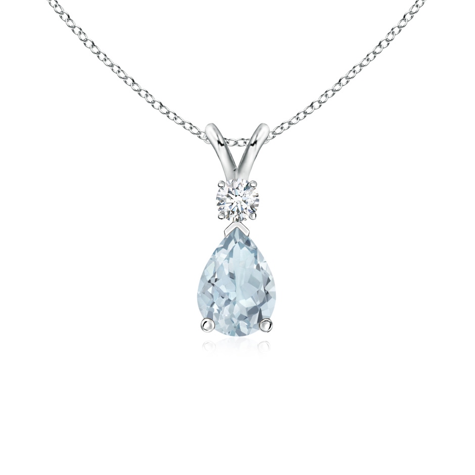 7x5mm A Aquamarine Teardrop Pendant with Diamond in S999 Silver 