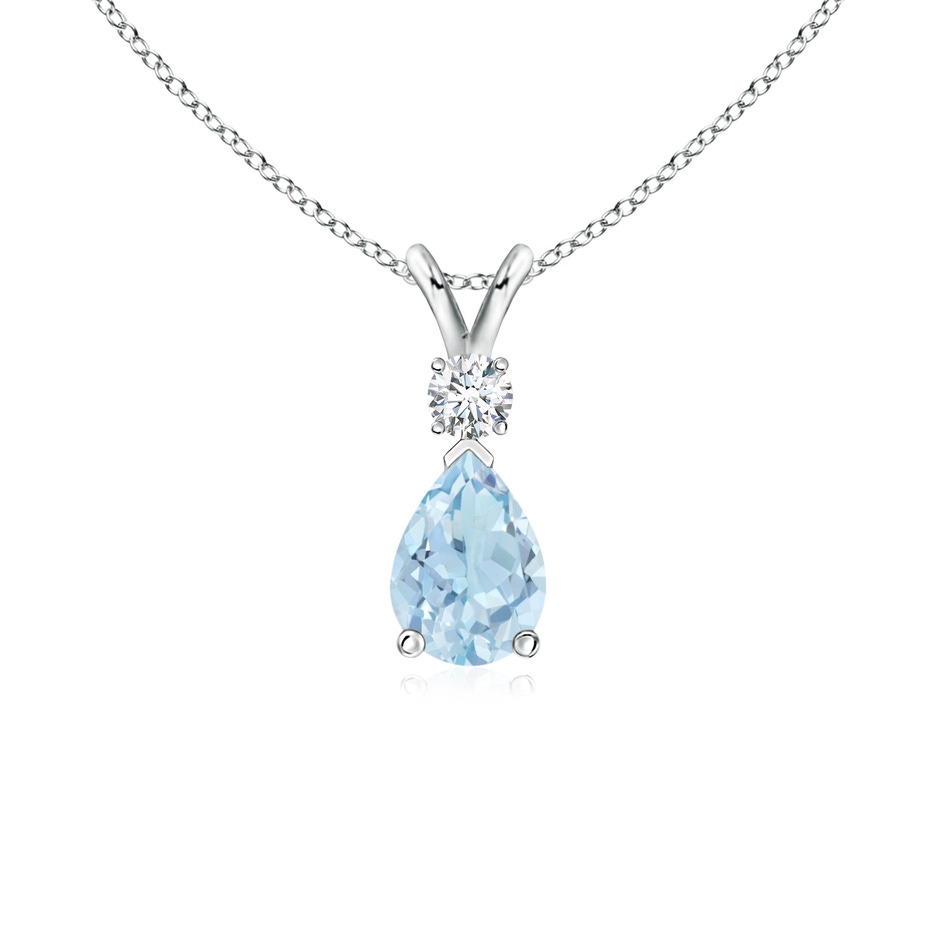 7x5mm AA Aquamarine Teardrop Pendant with Diamond in White Gold 