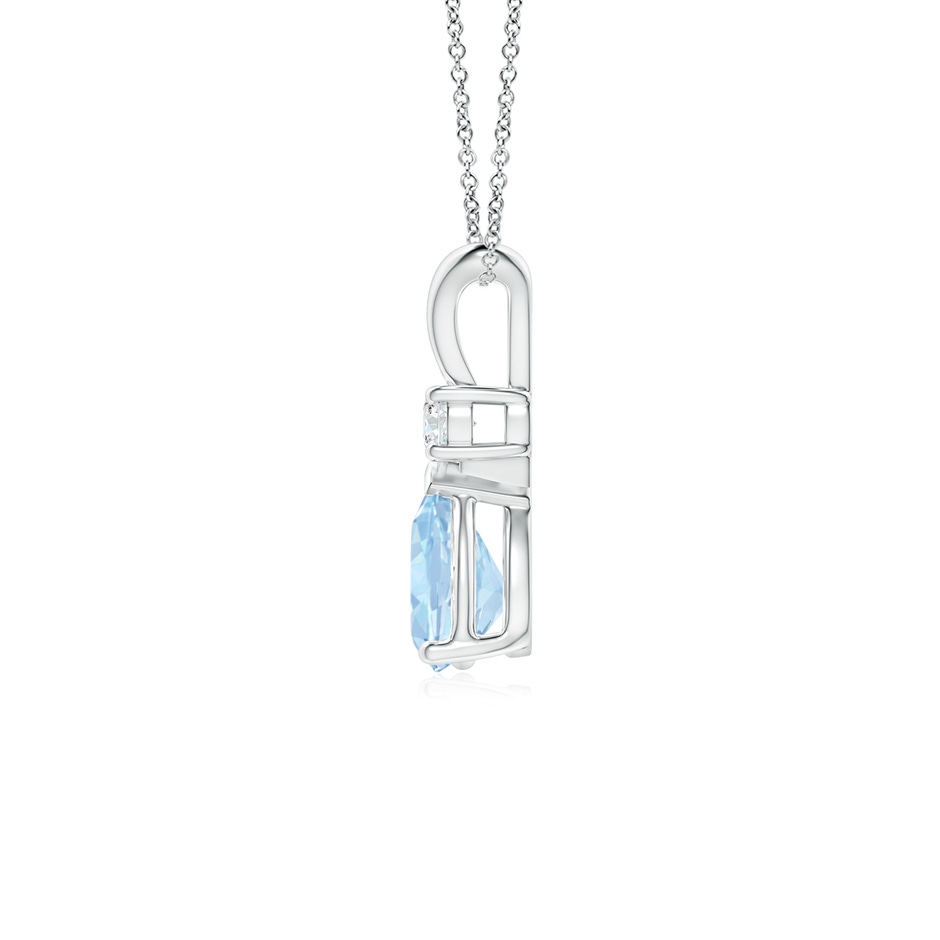 7x5mm AA Aquamarine Teardrop Pendant with Diamond in White Gold side 199