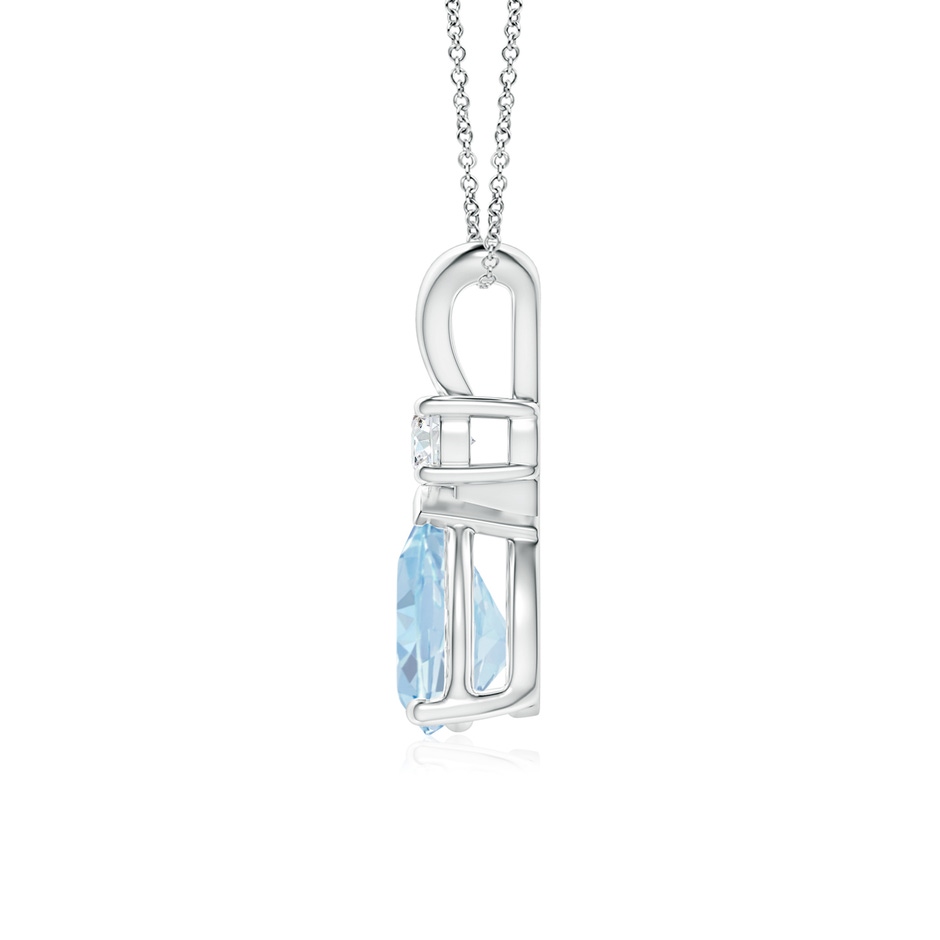 8x6mm A Aquamarine Teardrop Pendant with Diamond in S999 Silver side 199