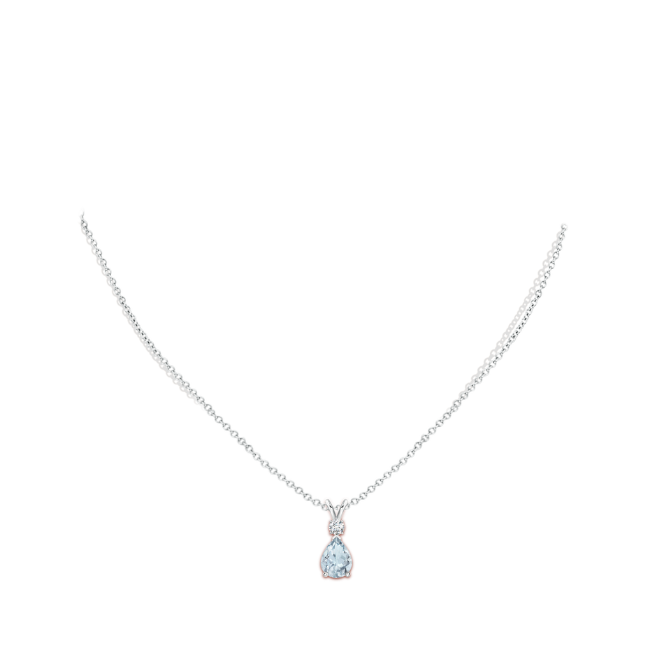 8x6mm A Aquamarine Teardrop Pendant with Diamond in S999 Silver pen