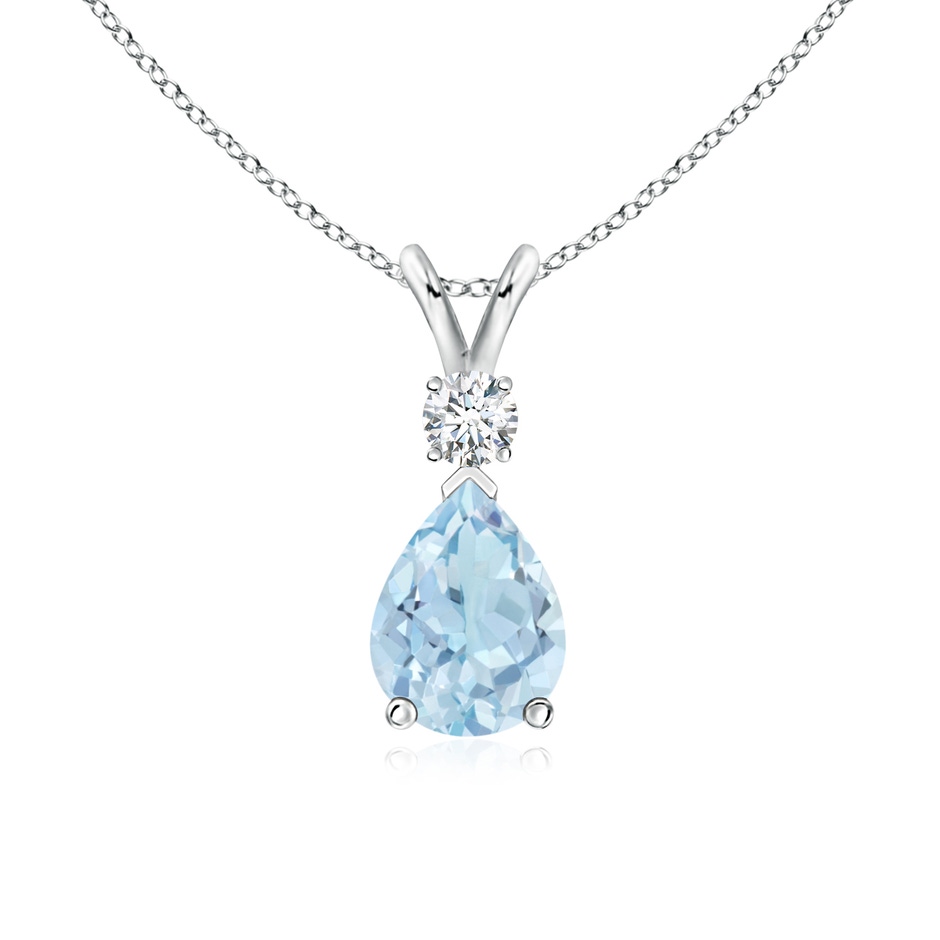 8x6mm AA Aquamarine Teardrop Pendant with Diamond in S999 Silver 