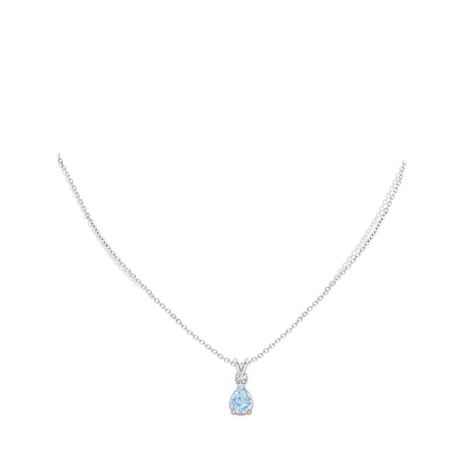 8x6mm AA Aquamarine Teardrop Pendant with Diamond in S999 Silver pen