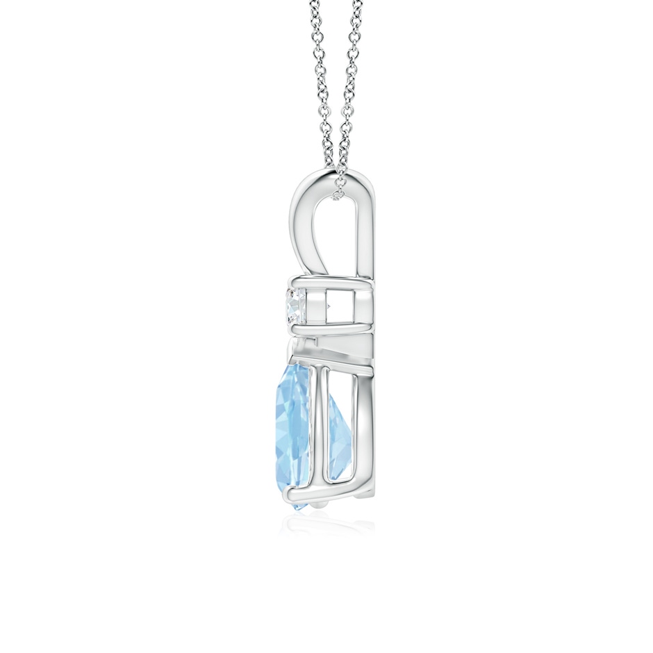 8x6mm AAA Aquamarine Teardrop Pendant with Diamond in White Gold side 199
