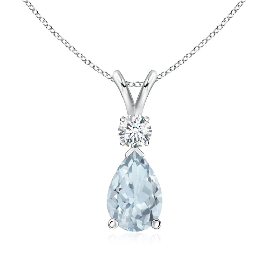 9x6.5mm A Aquamarine Teardrop Pendant with Diamond in S999 Silver 